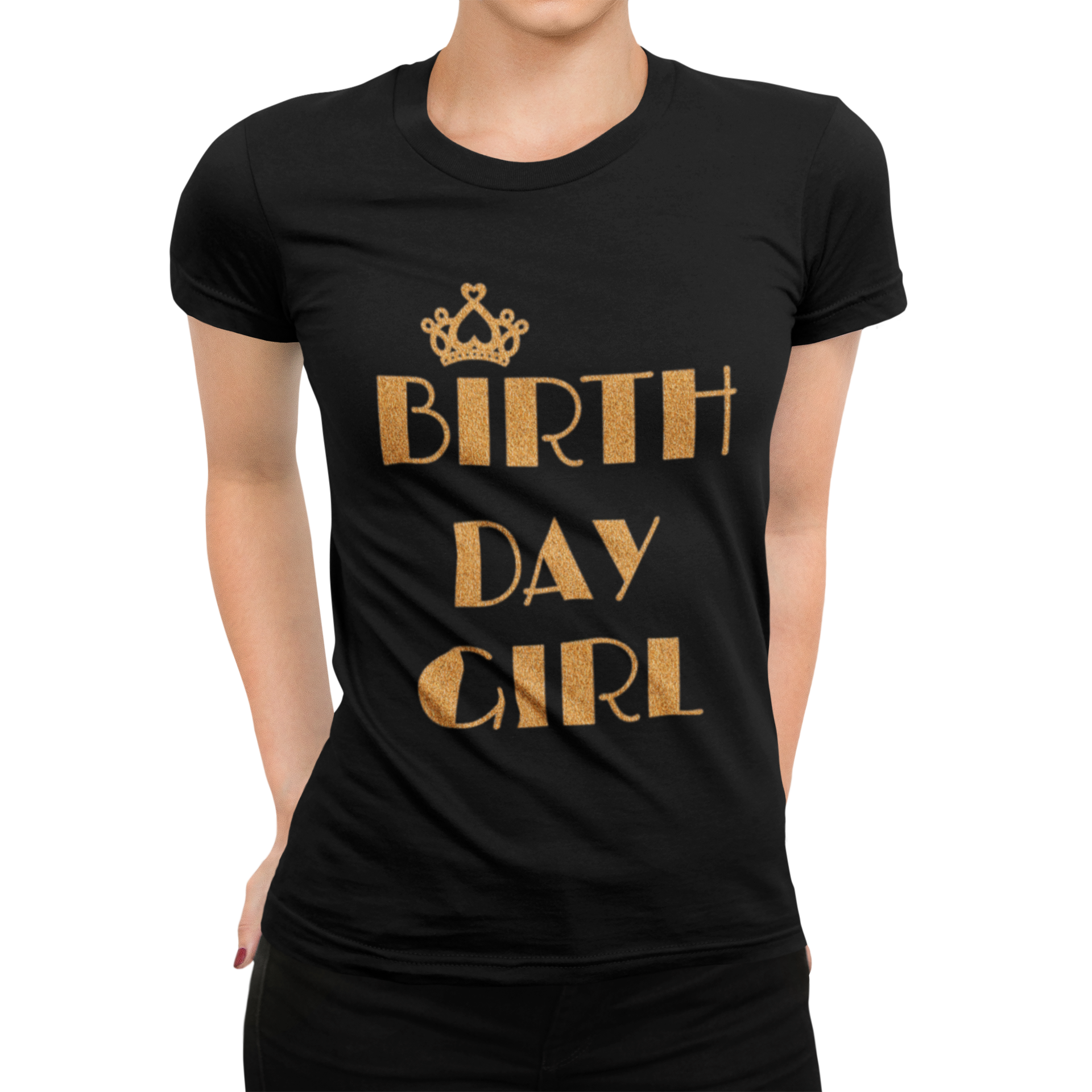 Birth Day Girl Glitter T-Shirt