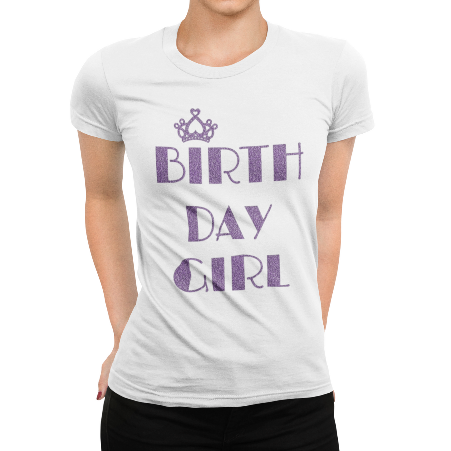 Birth Day Girl Glitter T-Shirt