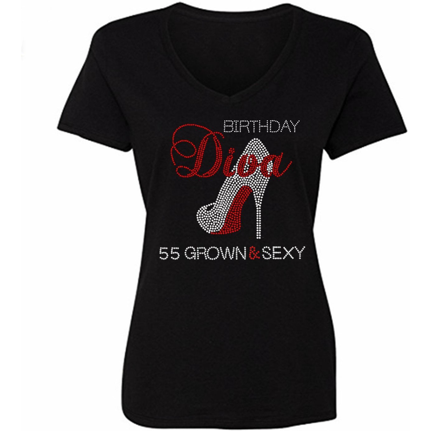 Birthday Diva 55 Grown and Sexy Rhinestone T-Shirt