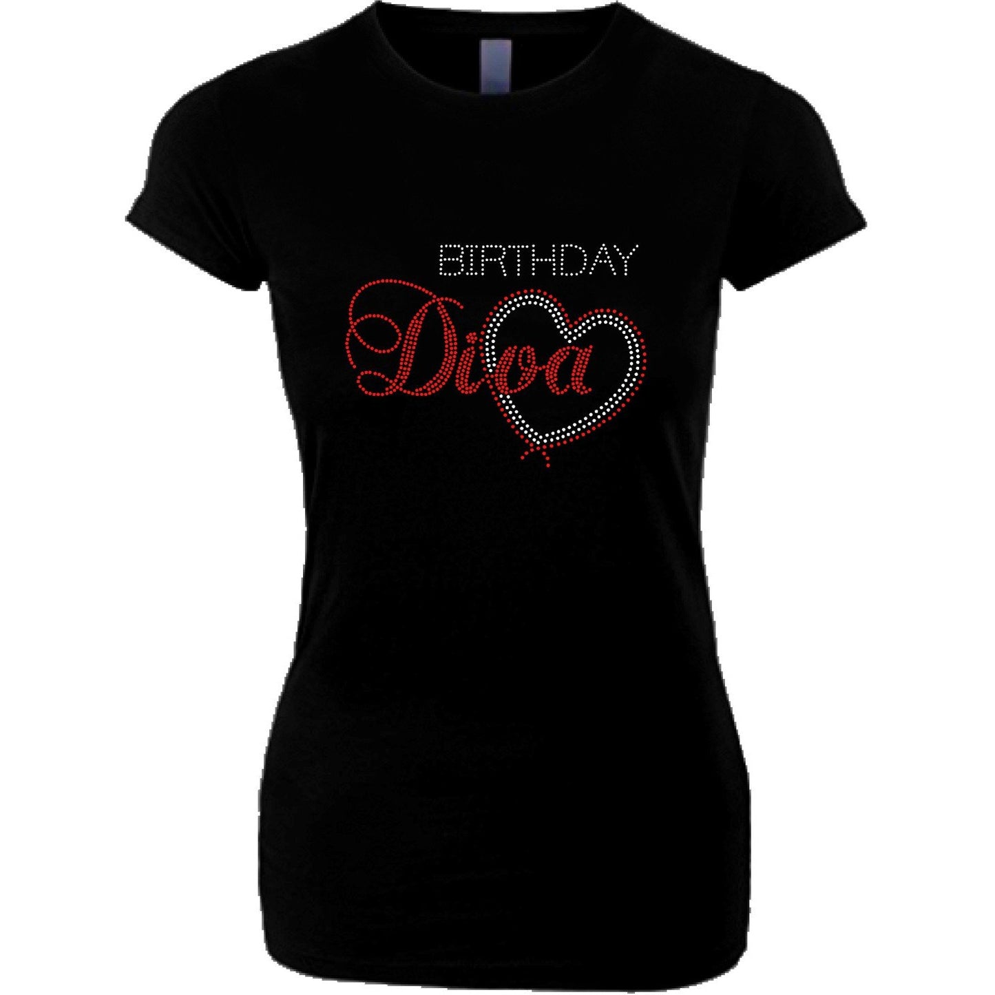 Birthday Diva With Heart Rhinestone T-Shirt