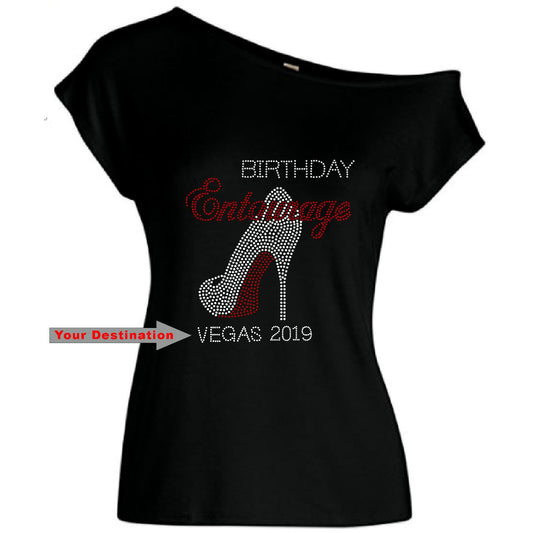 Birthday Entourage Personalized City Year Rhinestone T Shirt