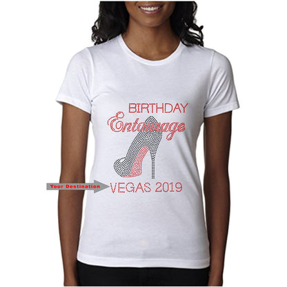 Birthday Entourage Personalized City And Year Rhinestone T-Shirt