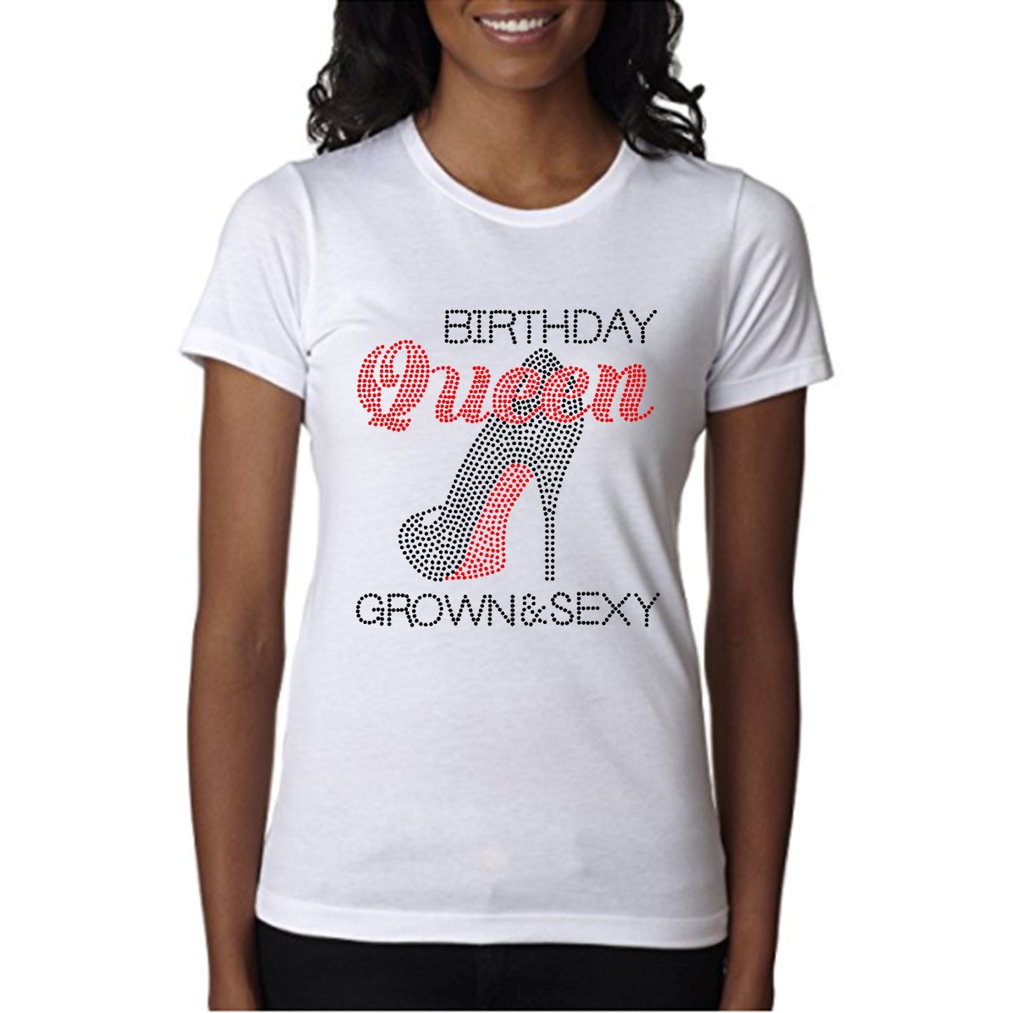 Birthday Queen Rhinestone Stiletto Shoe T Shirt