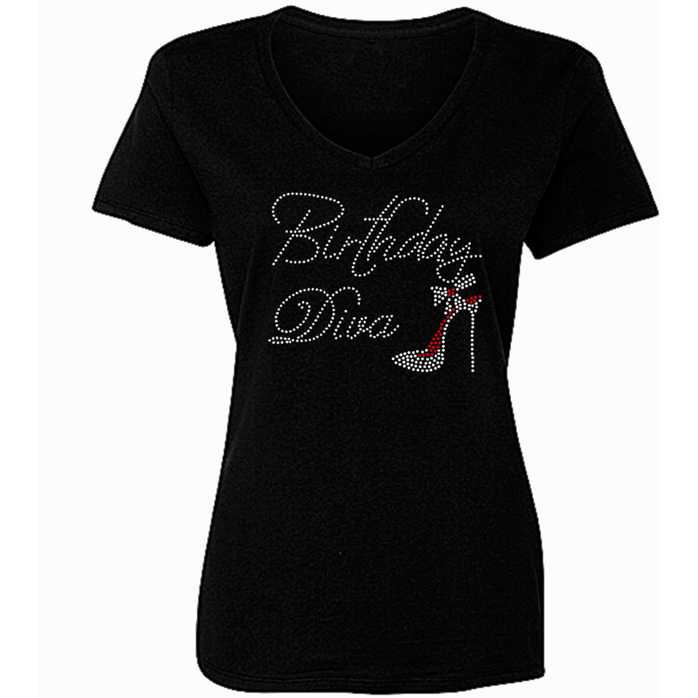 Birthday Diva Rhinestone V-Neck T-Shirt