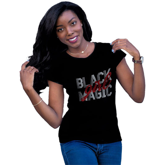 Black Girl Magic Rhinestone Bling T Shirt