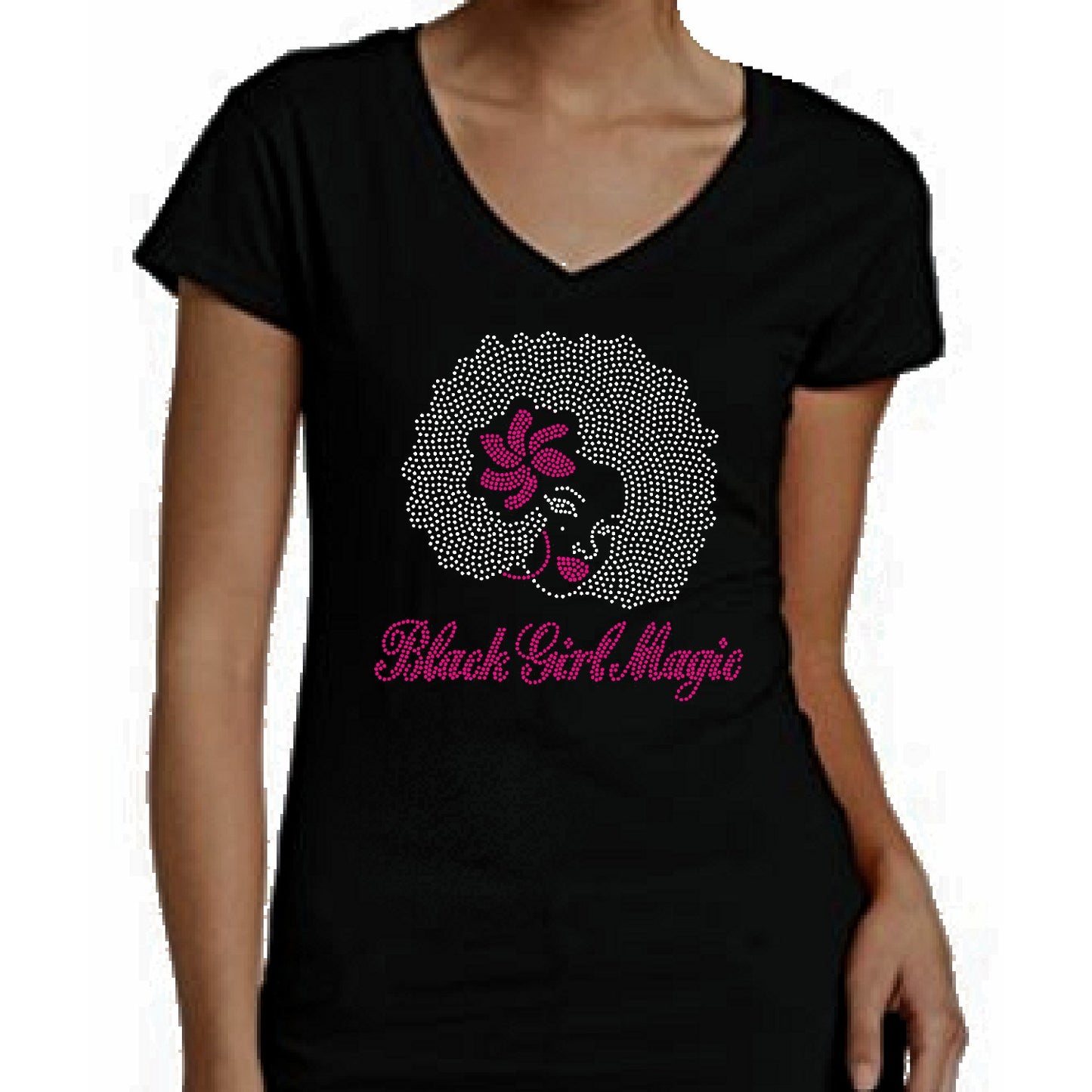 Black Girl Magic Afro Girl Rhinestone T Shirt