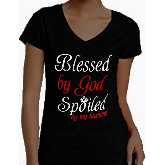 Blessed By God Spoiled By My Husband Short Sleeve T-Shirt