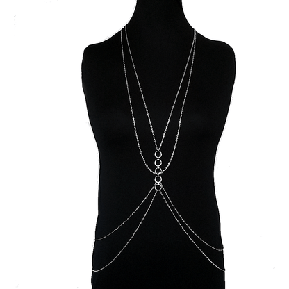 Silver Double Chain Celebrity Inspired Body Chain Jewelry