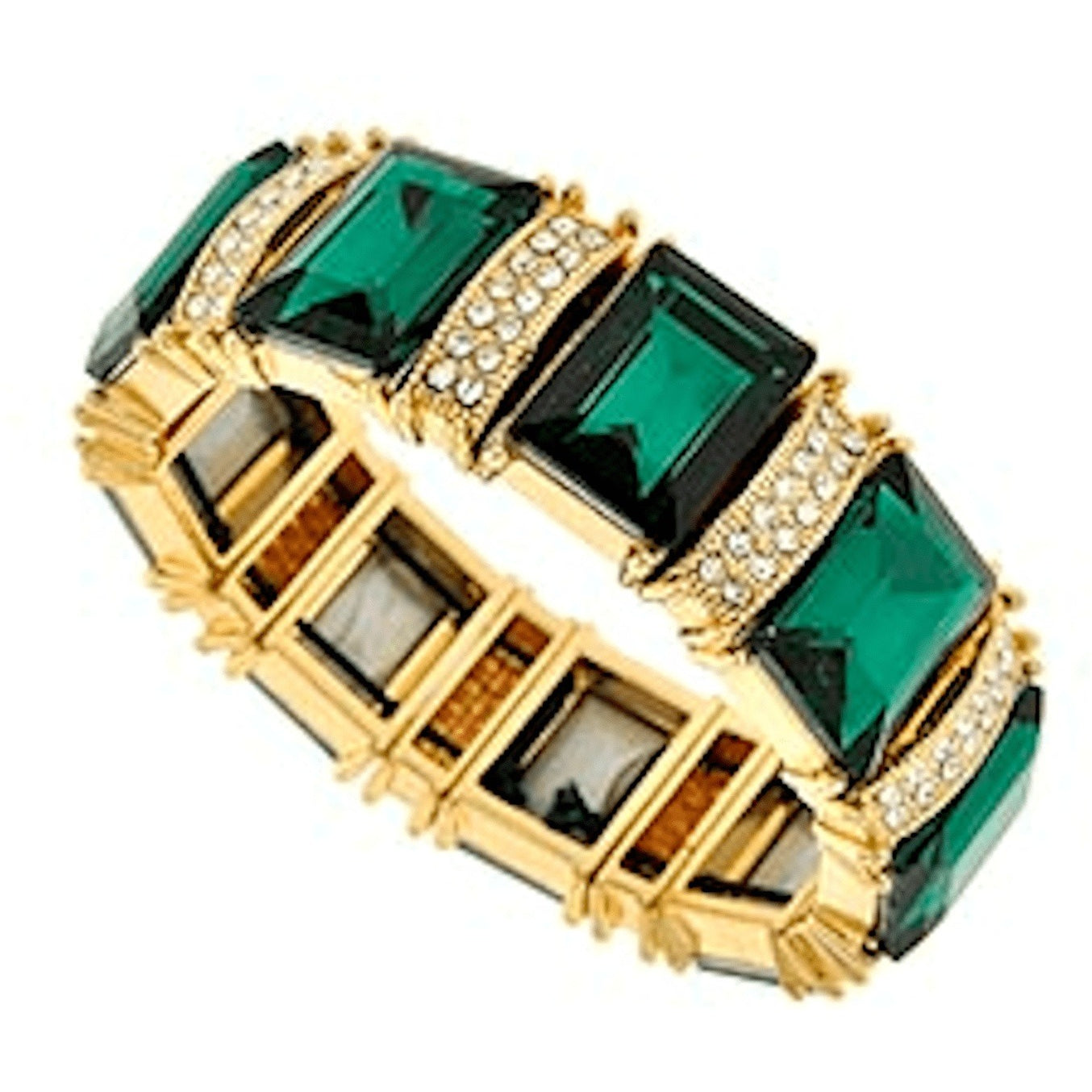 Emerald and Gold Rhinestone Stretch Bracelet Jewlery