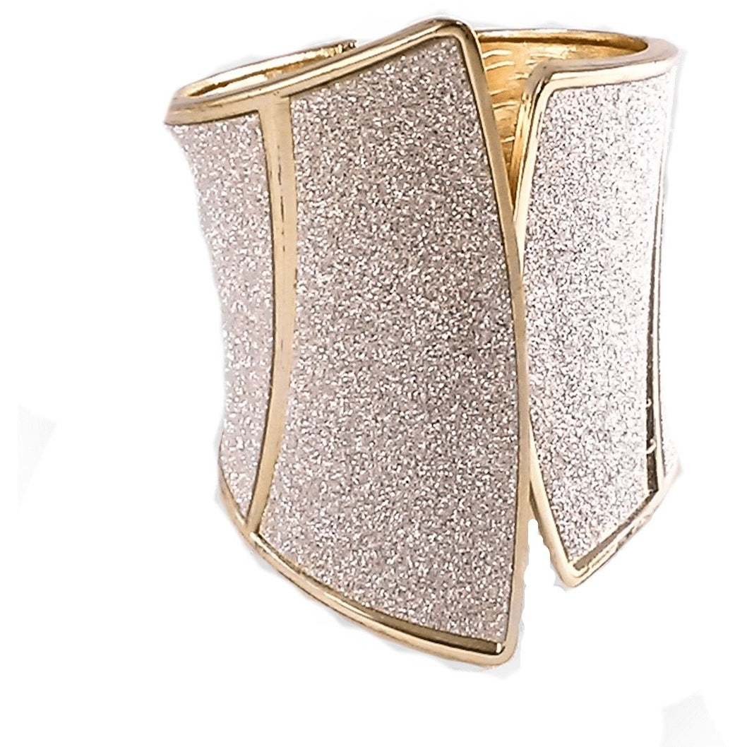 Gold & Silver Sparkling Corset Look Hinged Cuff Bracelet