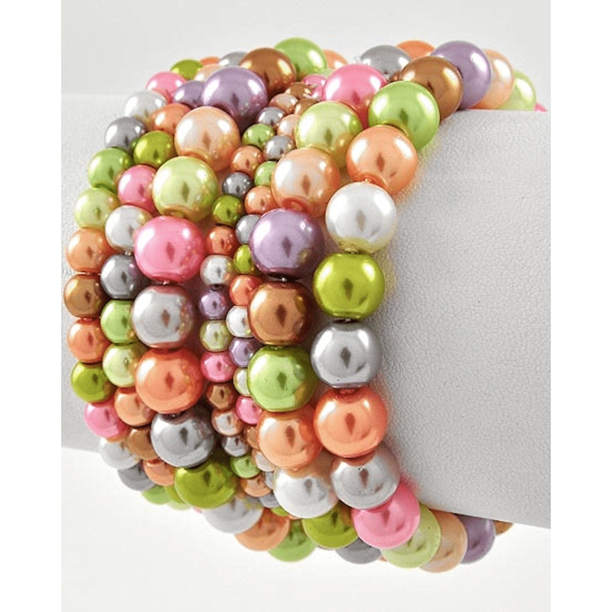 Multi Color Pearl 7 Piece Stackable Stretch Bracelet