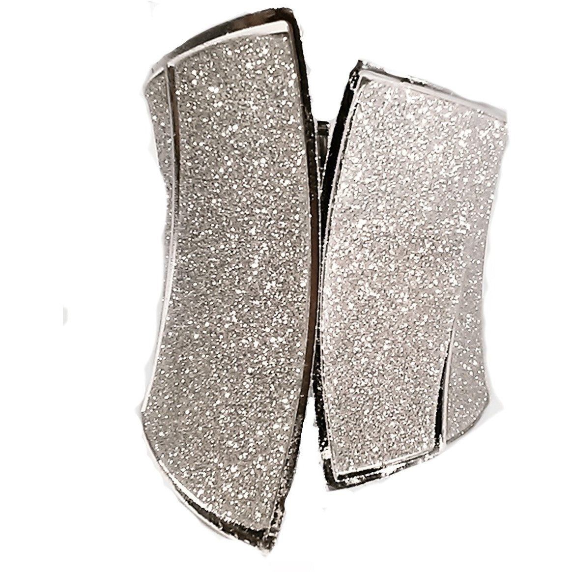 Silver Sparkling Stardust Corset Look Hinged Cuff Bracelet
