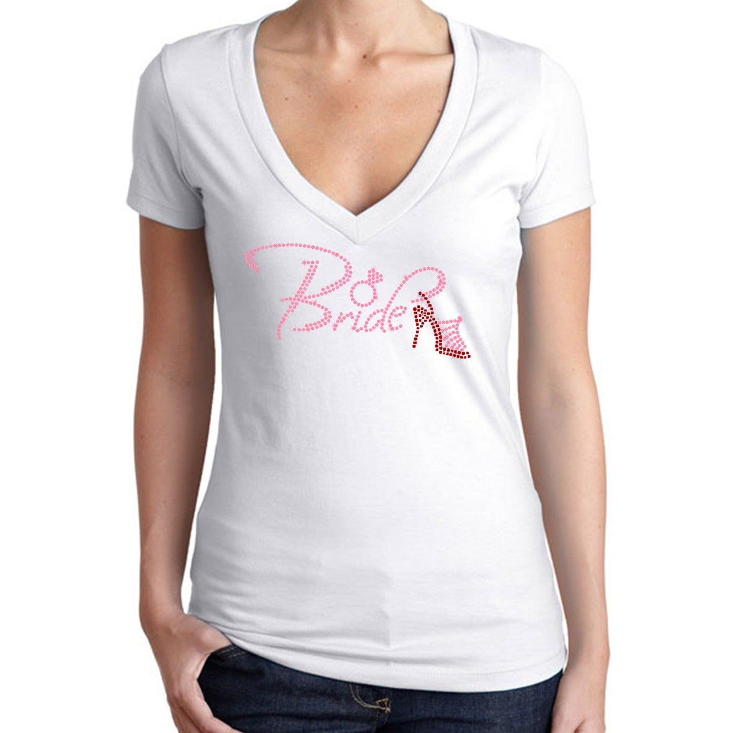 Bride Rhinestone T Shirt With Ring and Shoe