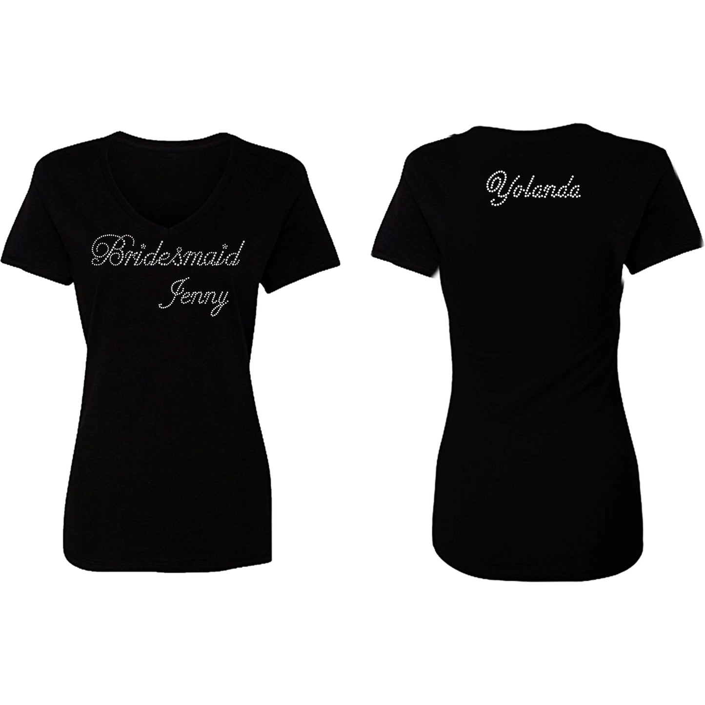 Bridesmaid Maid of Honor Personalized Rhinestone T Shirt