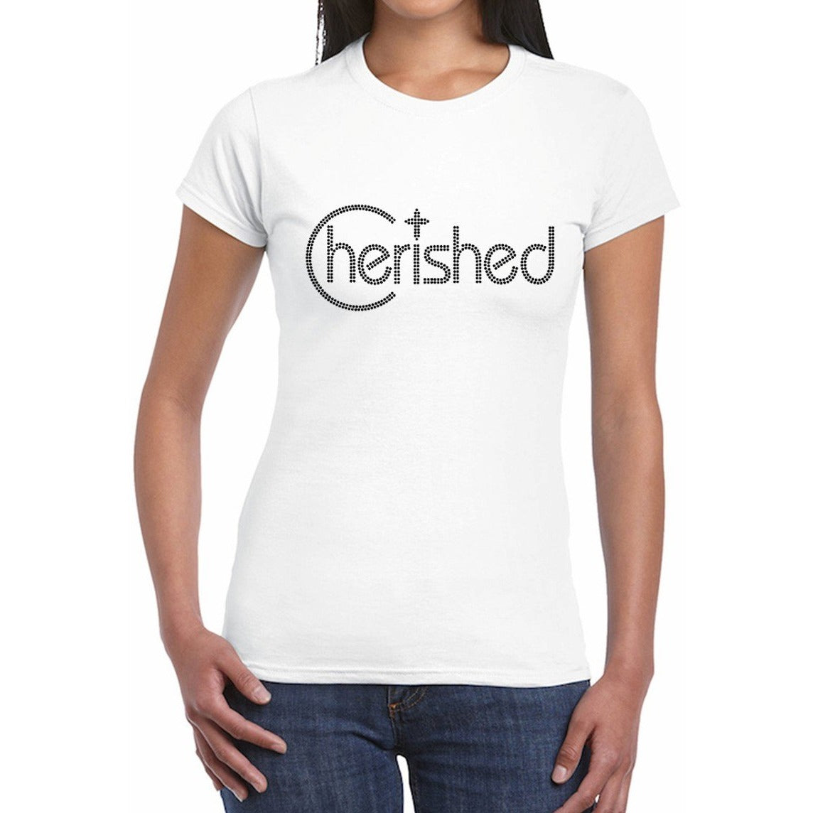Cherished Rhinestone Self Expression T Shirt