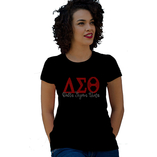 Delta Sigma Theta Rhinestone Greek Letters T-Shirt