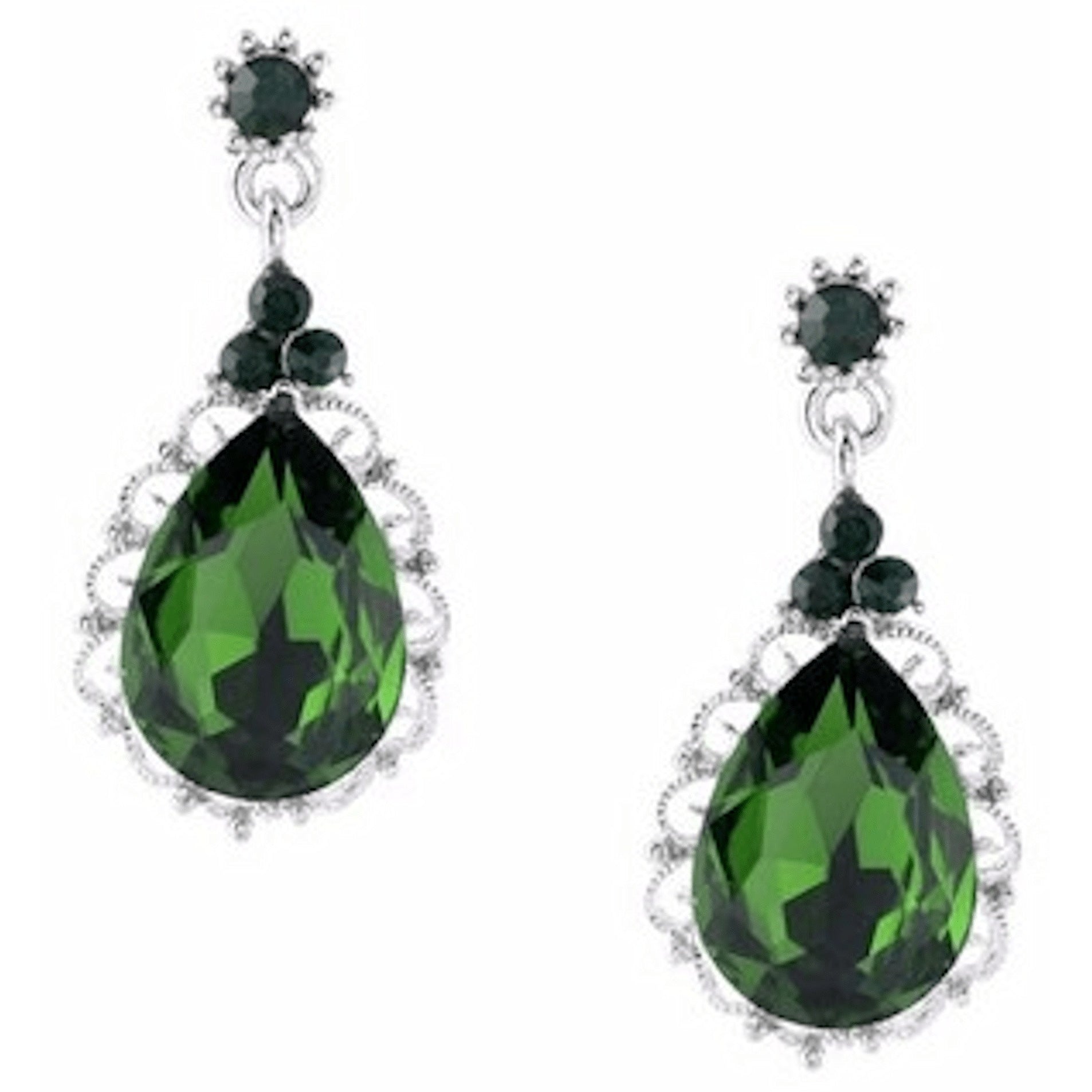 Emerald Rhinestone Teardrop Dangle Earrings
