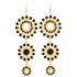 Gold Tone Black and Cream Graduated Dangle Earrings Jewelry