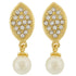 Pearl and Crystal Rhinestone Oval Dangle Earrings