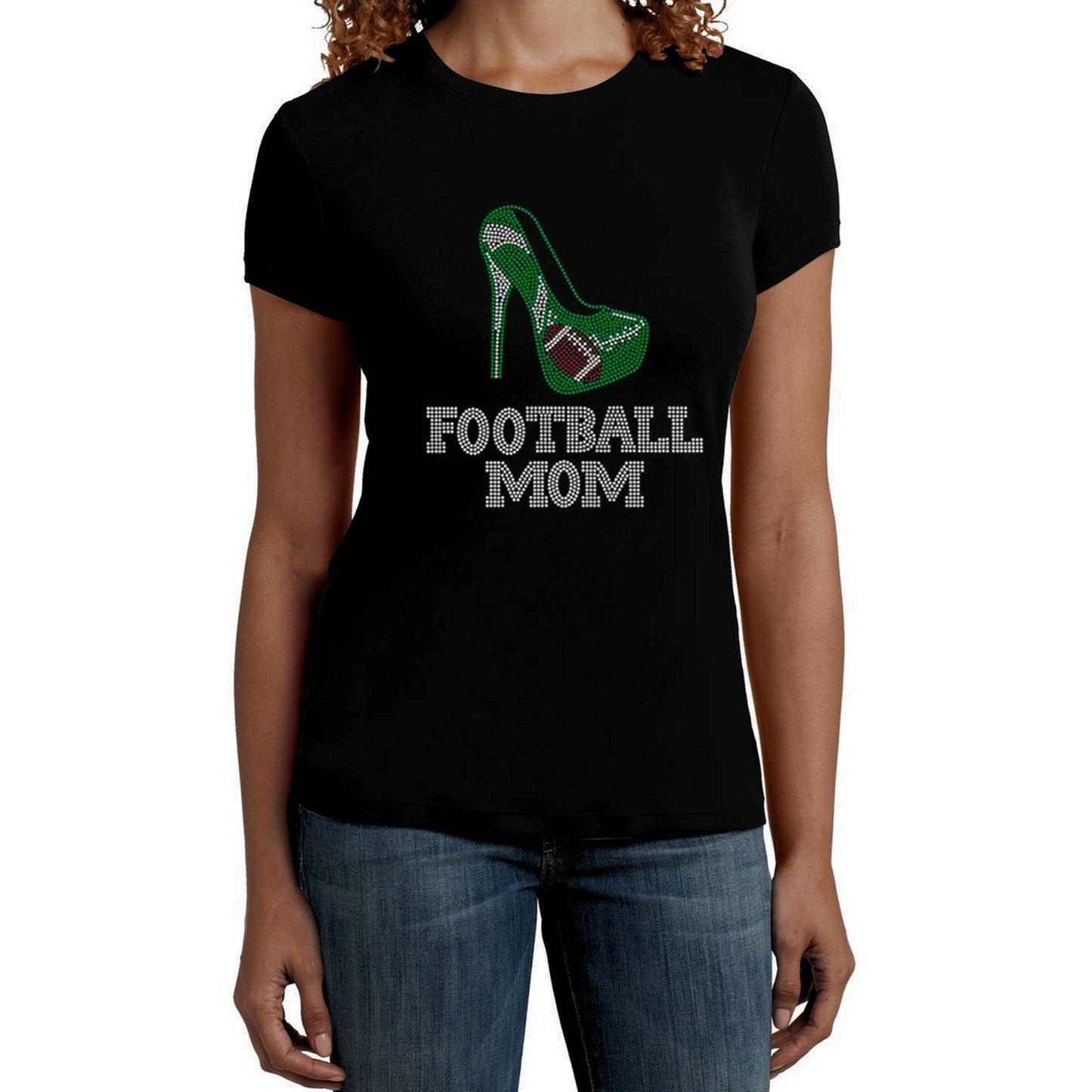 Football Mom Rhinestone Stiletto T-Shirt