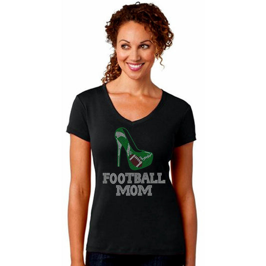 Football Mom Rhinestone Stiletto T-Shirt