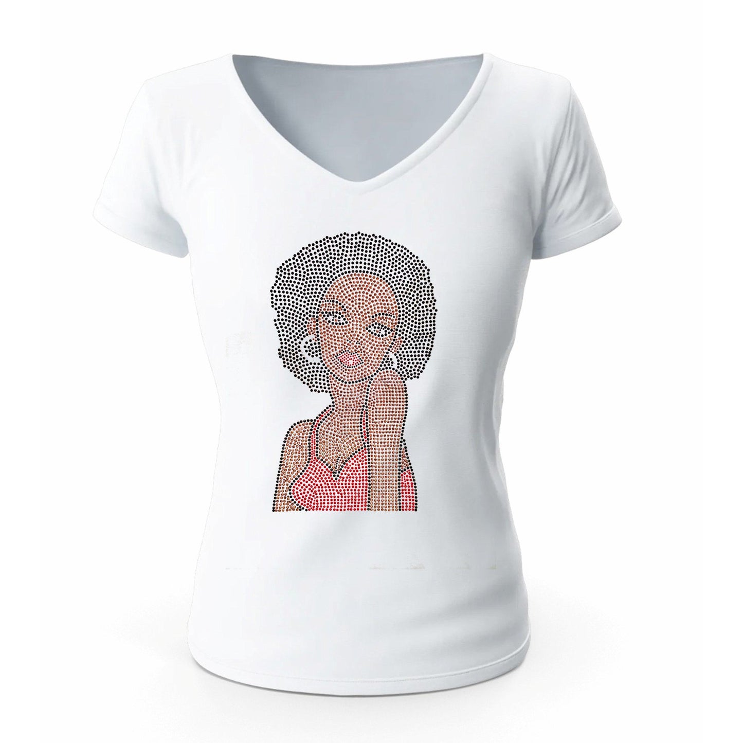 Gigi Rhinestone Afro Girl T Shirt