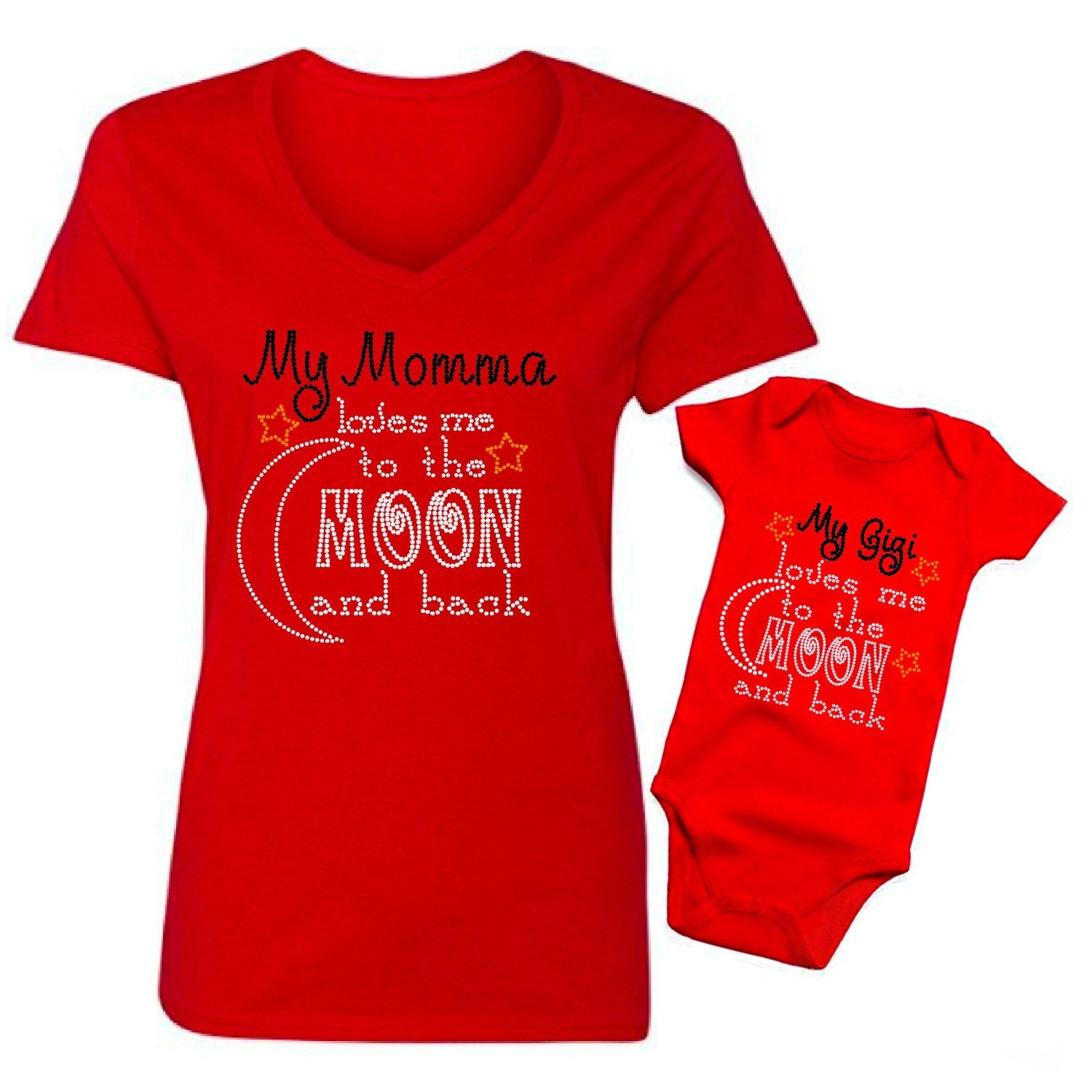 Loves Me to Moon and Back Mom and Baby T-Shirt Set