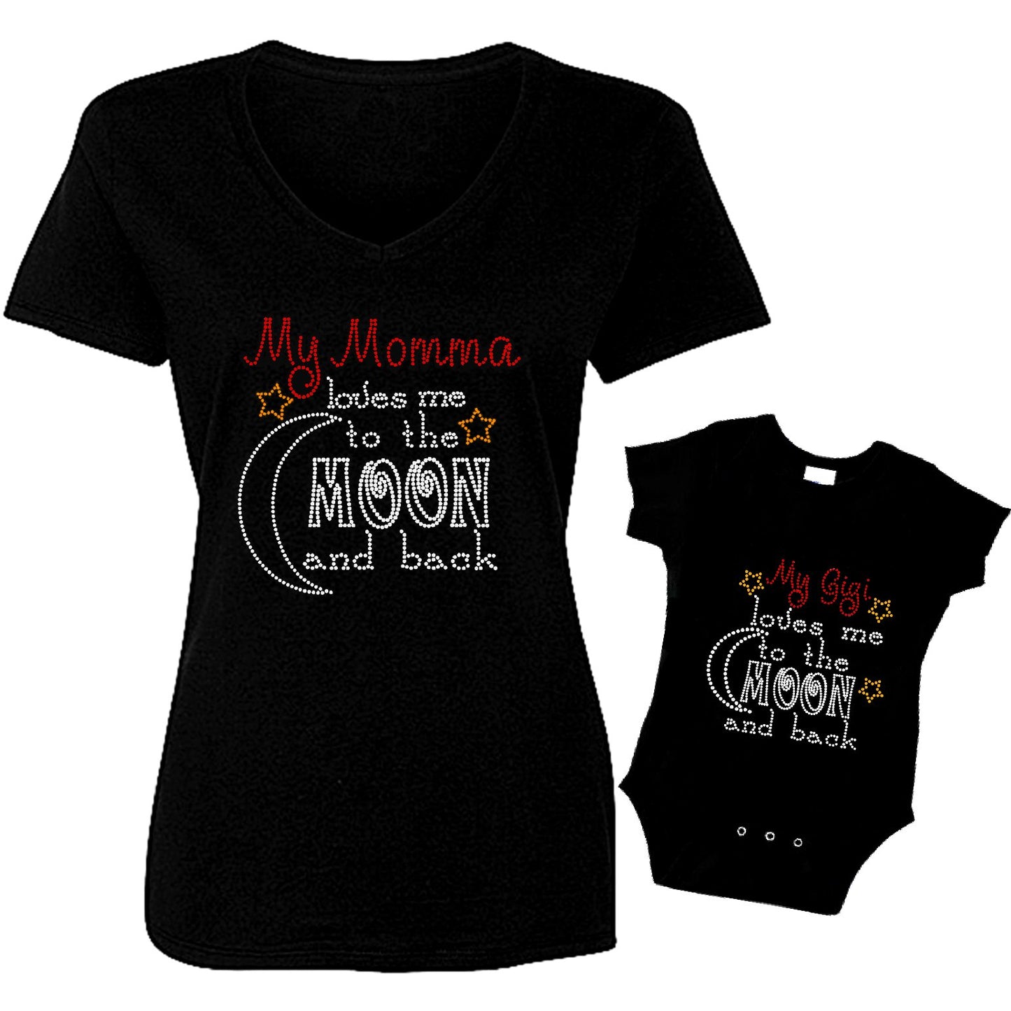 Loves Me to Moon and Back Mom and Baby T-Shirt Set