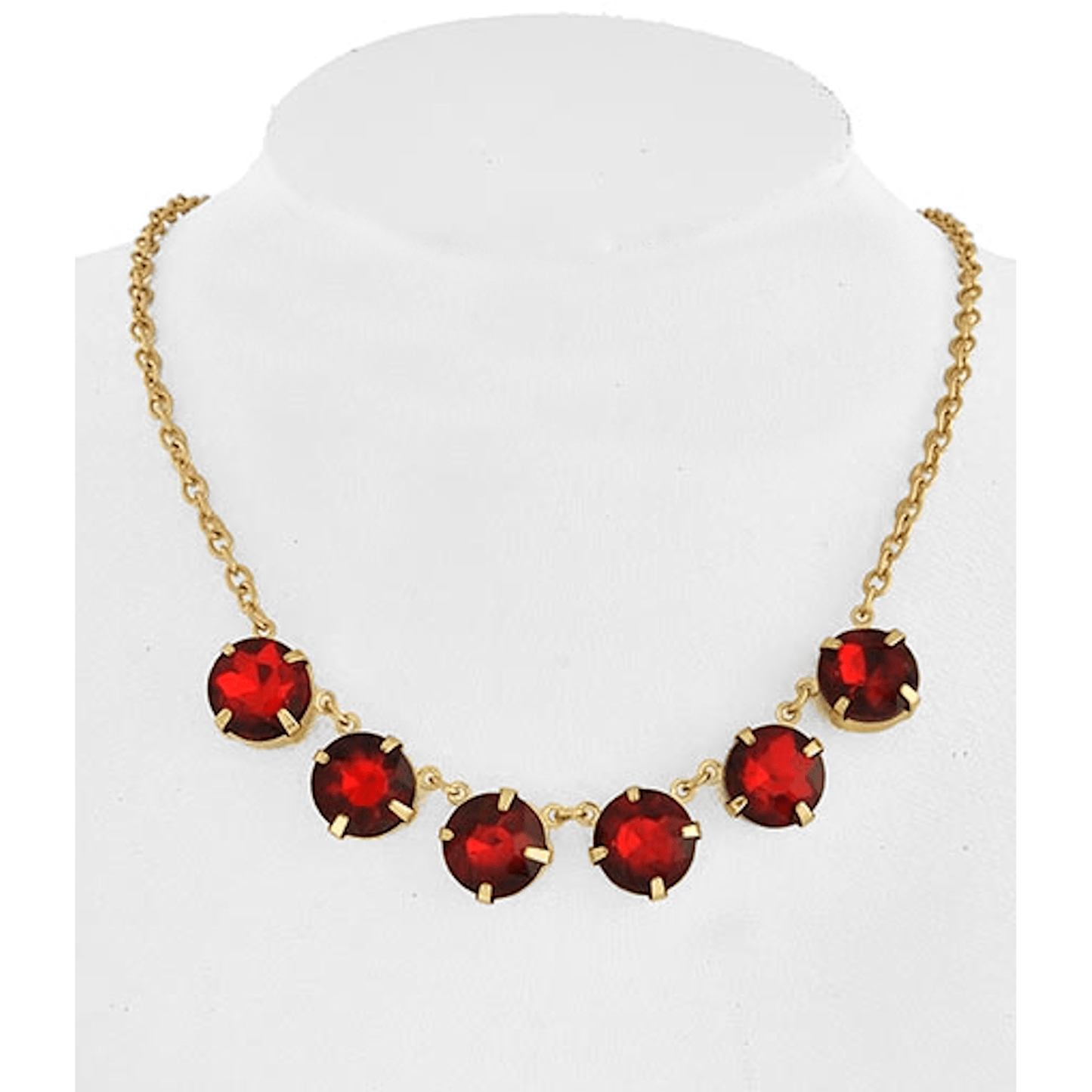 Gold and Garnet Color Rhinestone Necklace