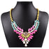 Multi colored Beaded Cluster Flower Pendant Bib Necklace