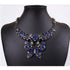 Rhinestone Butterfly Pendant Statement Necklace