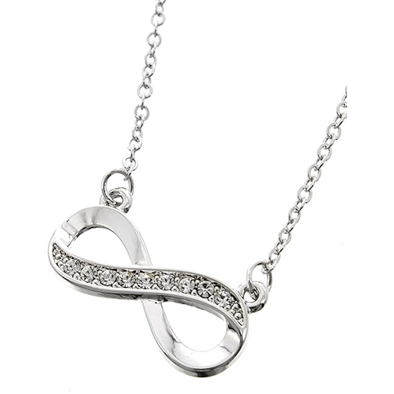Silver Rhinestone Infinity Necklace