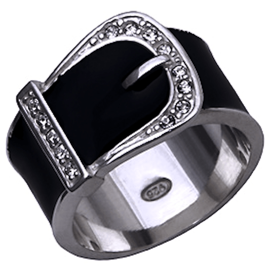 Black Cubic Zirconia Belt Ring
