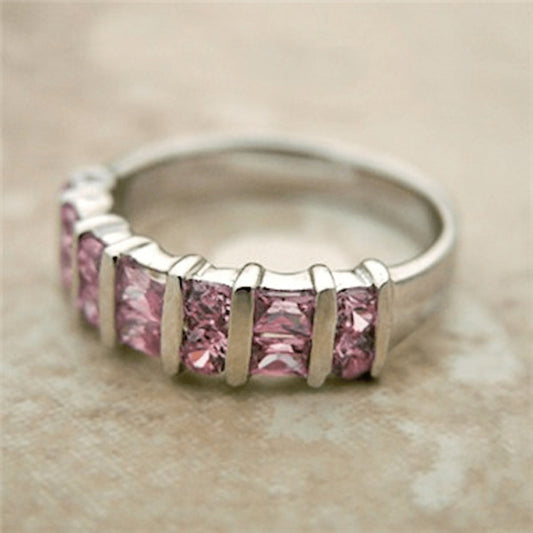Pink Sterling Silver Cbic Zirconia Ring