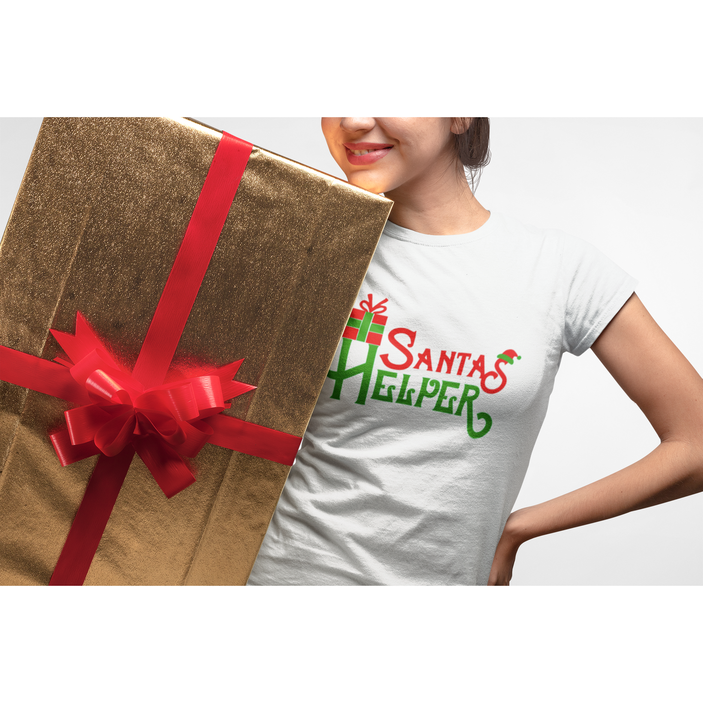 Santa's Helper Glitter Bling Christmas T Shirt