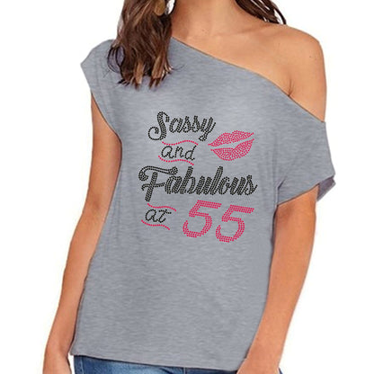Sassy & Fabulous Personalized Rhinestone Off Shoulder Tee