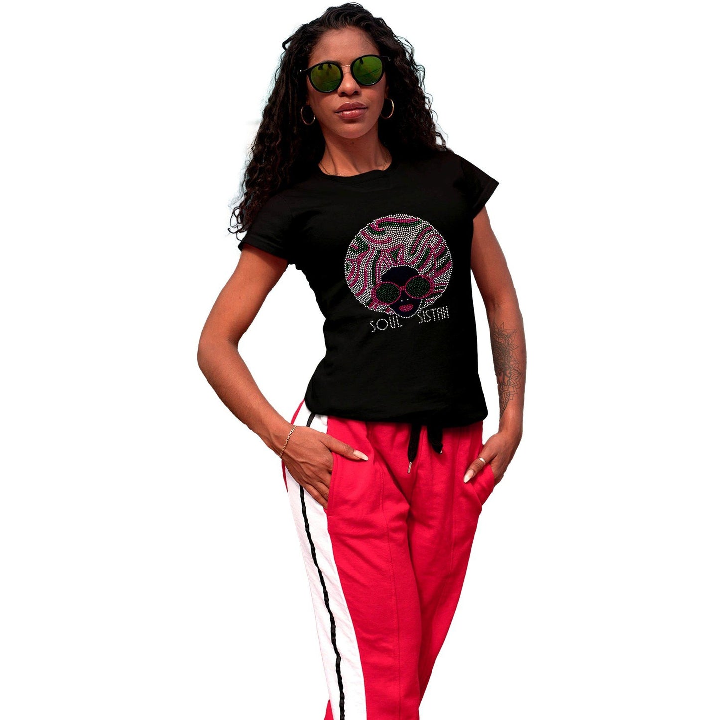 Soul Sistah Rhinestone Afro Girl T-Shirt