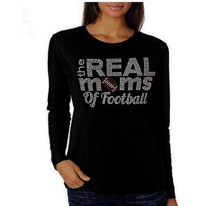 The Real Moms of Football Rhinestone T Shirt