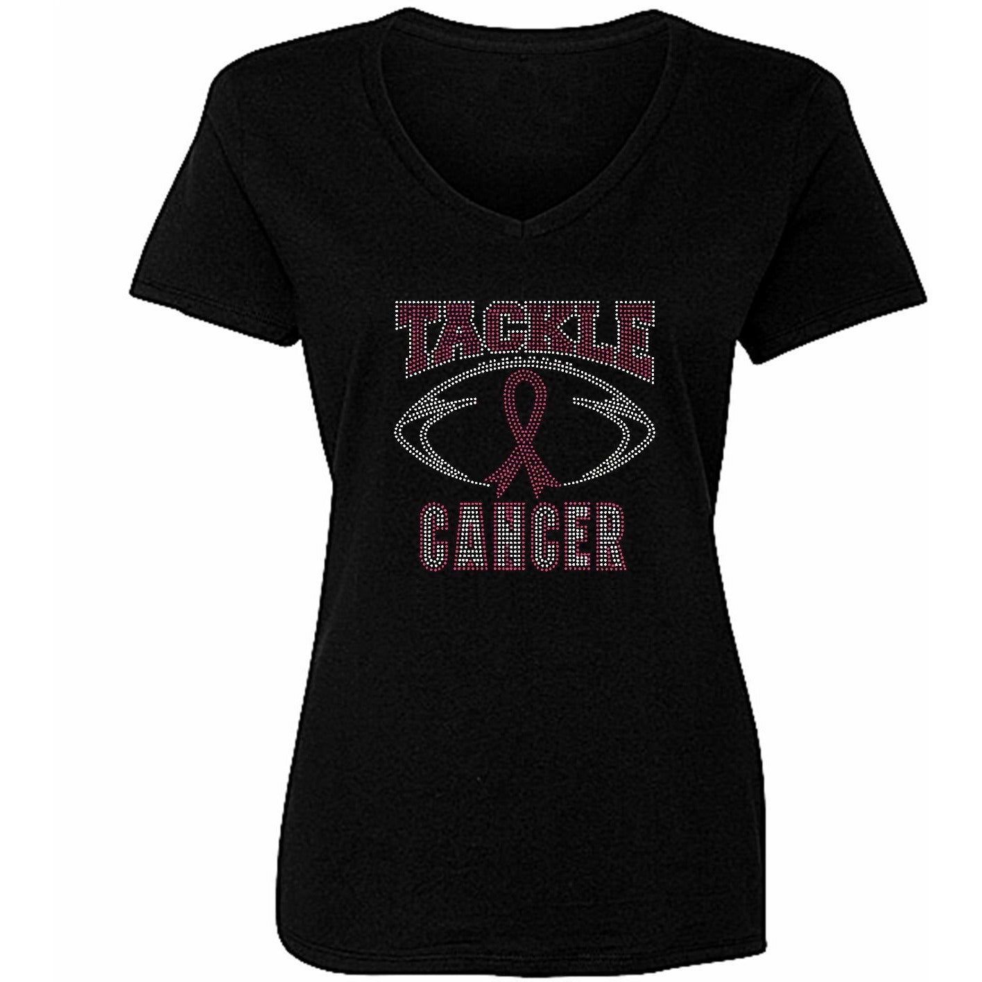 Tackle Cancer Rhinestone Football T Shirt