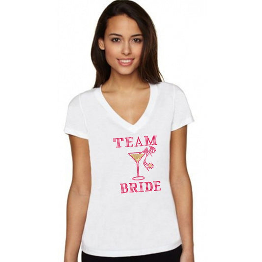 Team Bride Rhinestone Martini Glass T Shirt