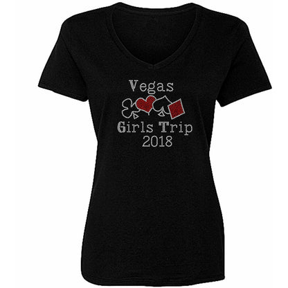 Vegas Girls Trip Personalized Year Rhinestone T Shirt