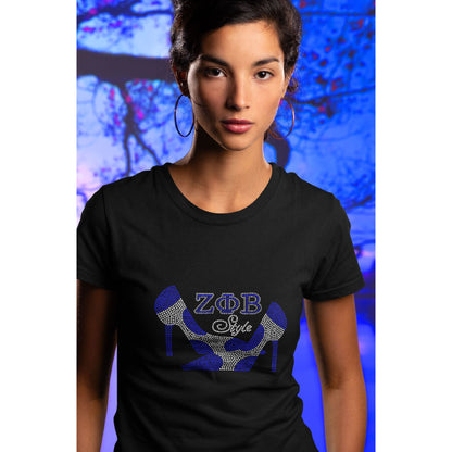 Zeta Phi Beta Style Pumps Rhinestone T-Shirt