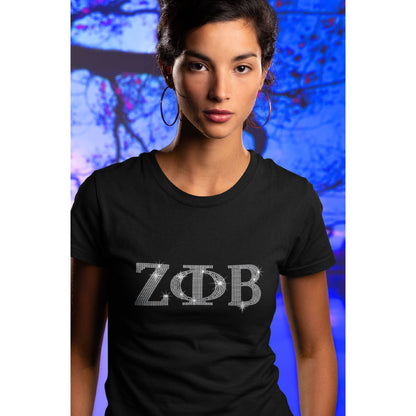 Zeta Phi Beta Greek Letters Rhinestone T-Shirt